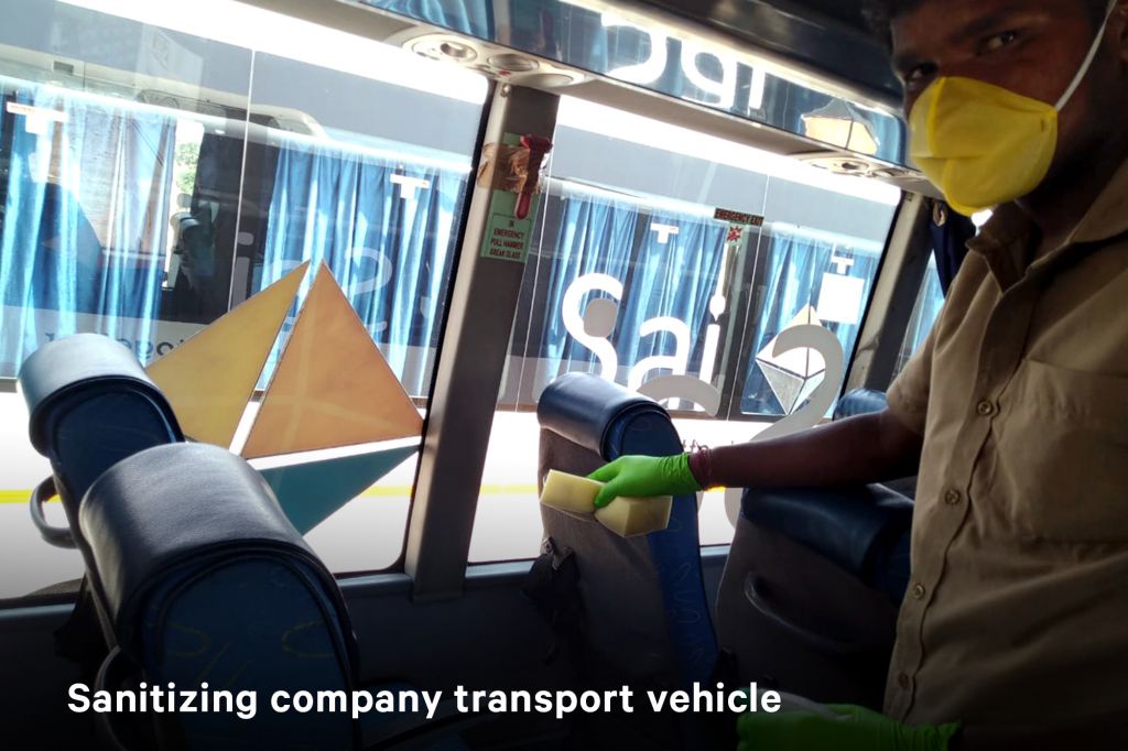 Sanitizing company transport vehicle