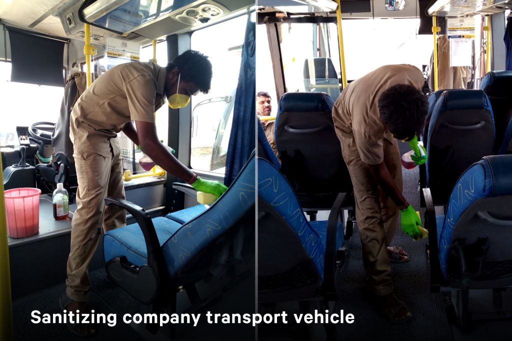 Sanitizing company transport vehicle