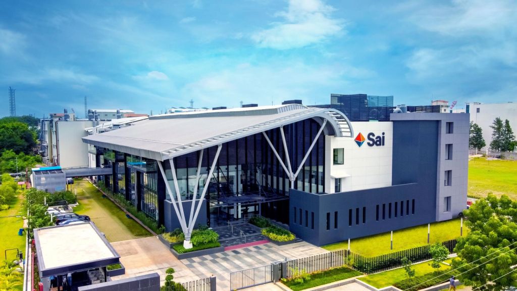 Sai Life Sciences' Integrated Campus in Hyderabad, a state-of-the-art research and manufacturing facility set in a modern, green environment.